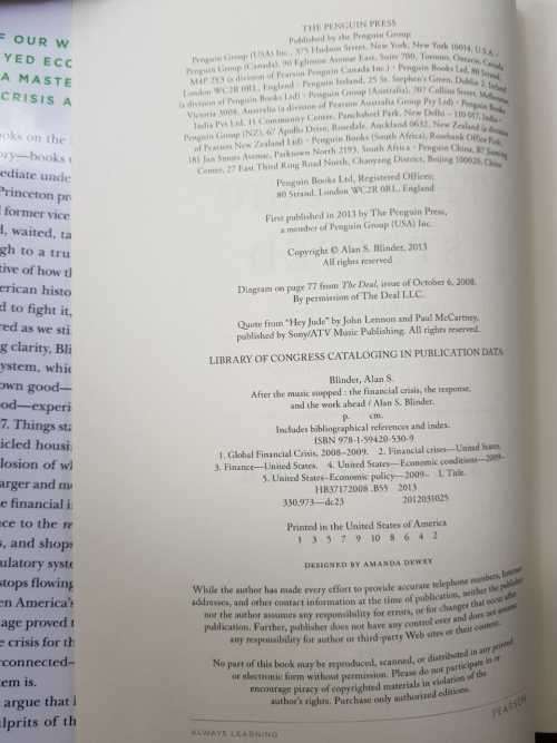 After the Music Stopped, First Edition by Alan S. Blinder