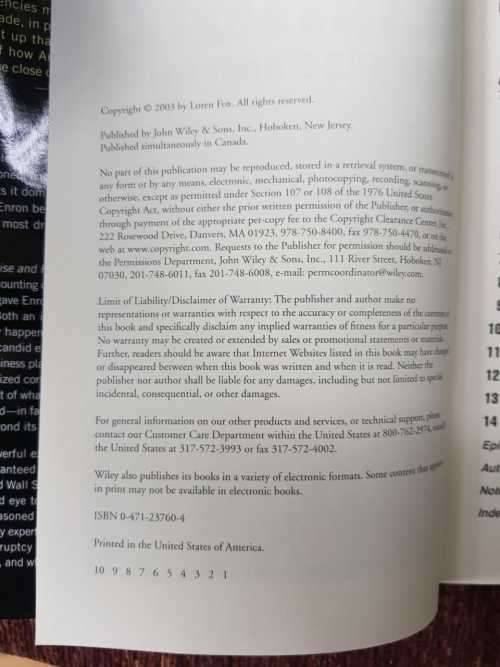Enron, First Edition by Loren Fox