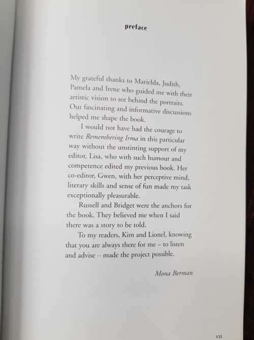 Remembering Irma, (Irma astern) First Edition by Mona Berman