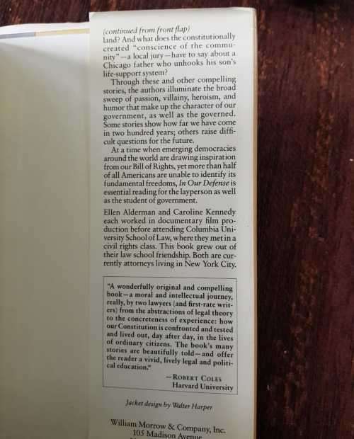 In Our Defense, First Edition by Ellen Alderman and Caroline Kennedy.