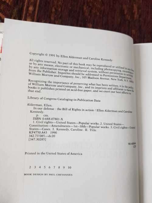 In Our Defense, First Edition by Ellen Alderman and Caroline Kennedy.