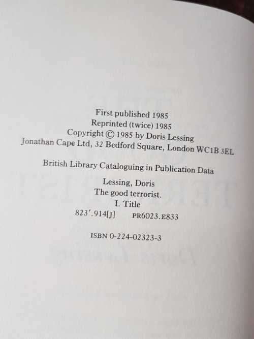 The Good Terrorist, First Edition by Doris Lessing