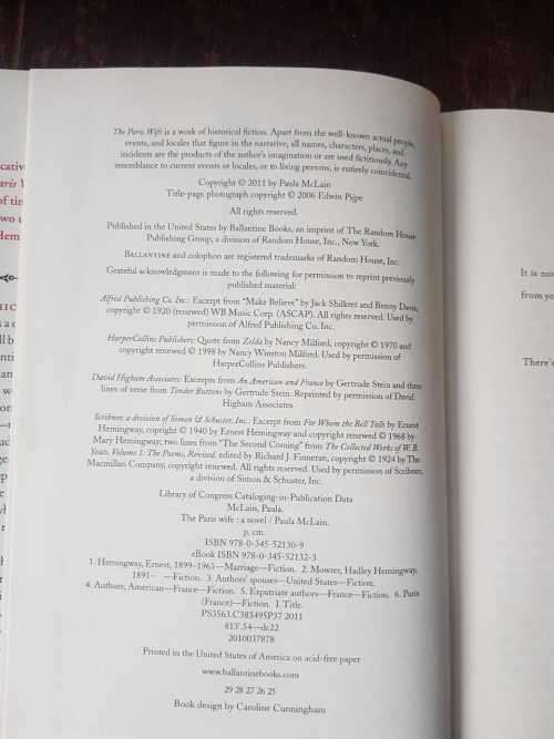 The Paris Wife, First Edition by Paula McLain