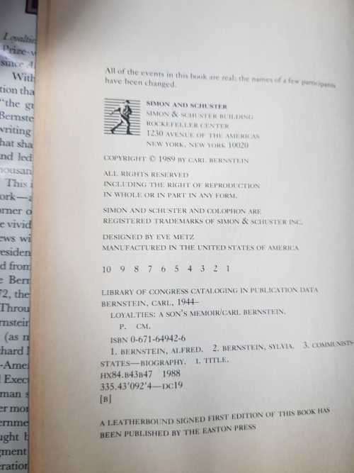 Loyalties, First Edition by Carl Bernstein