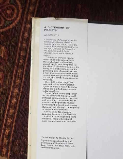 A Dictionary of Pianist, First Edition by Wilson Lyle
