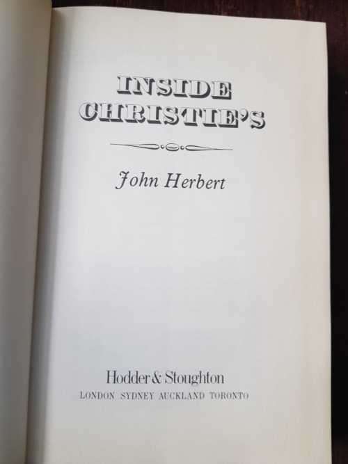 Inside Christies, First Edition by John Herbert