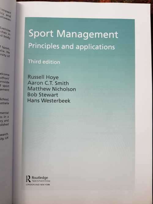 Sport Management, principles and applications