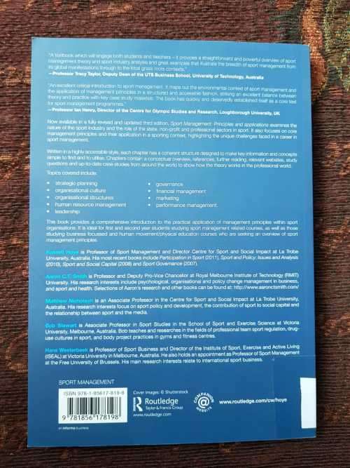 Sport Management, principles and applications