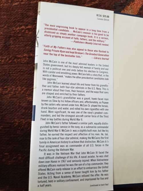 Faith of My Fathers, First Edition by John McCain with Mark Salter