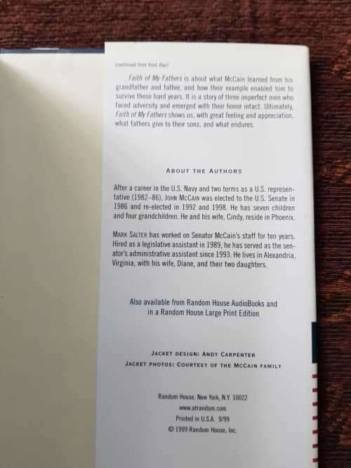 Faith of My Fathers, First Edition by John McCain with Mark Salter