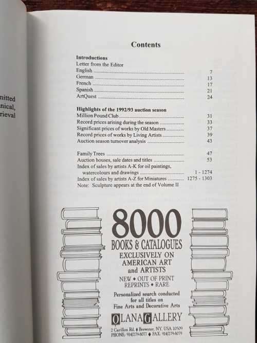 Art Sales Index, First Edition by Richard Hislop and Duncan Hislop, Sotheby's