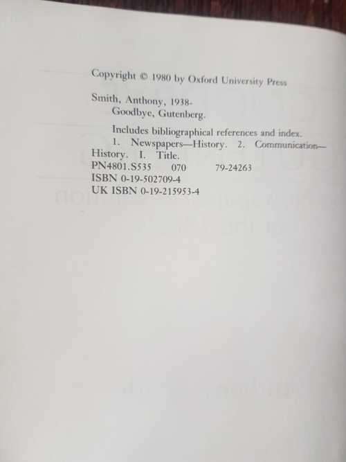 Goodbye Gutenberg, First Edition by Anthony Simpson