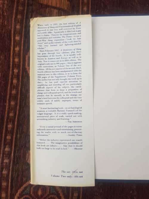 A Dictionary of Slang and unconventional English, First Edition by Eric Partridge