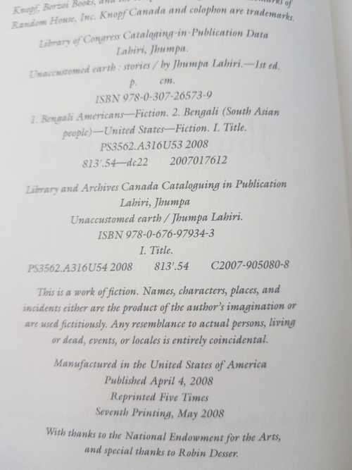 Unaccustomed Earth, First Edition by Jhumpa Lahiri