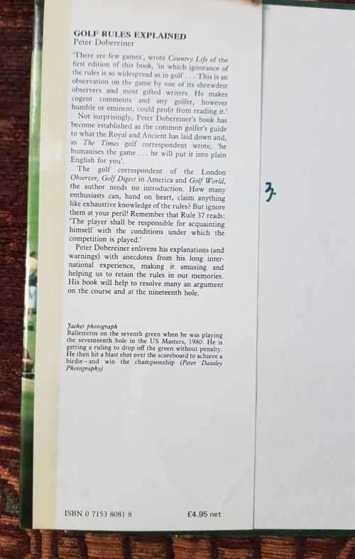 Golf Rules Explained, First Edition by Peter Dobereiner
