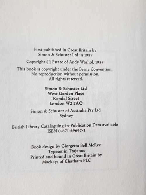 The Andy Warhol Diaries, First Edition by Pat Hackett