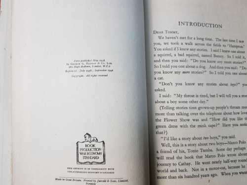 He went with Marco Polo, First Edition Louise Andrews Kent.