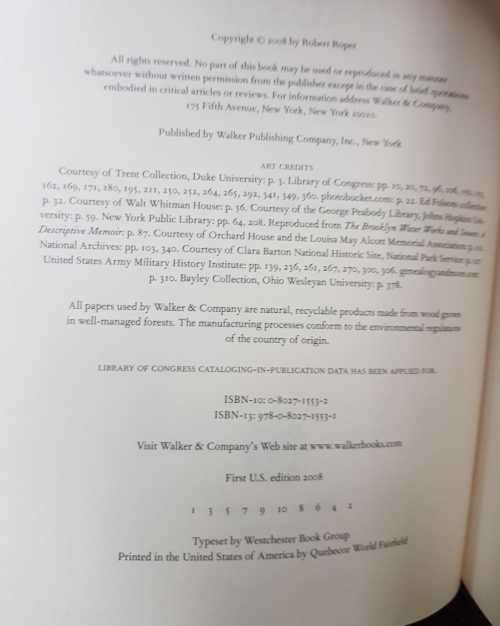 Walt Whitman / civil war / Now the Drum of War, First Edition by Robert Roper
