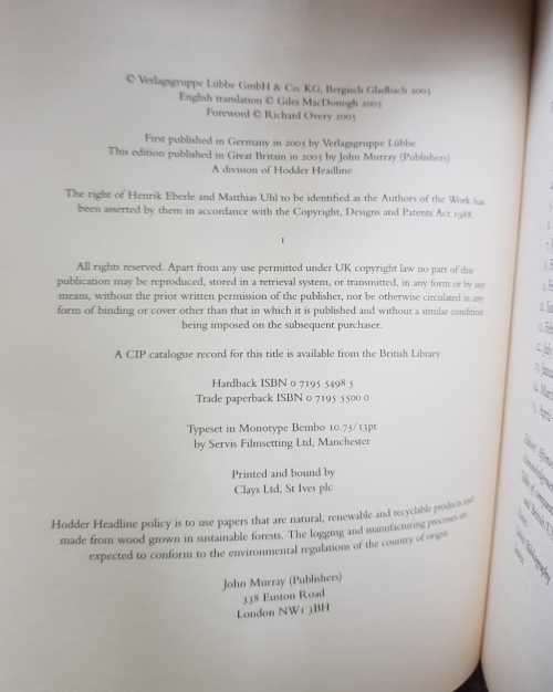 Hitler Book, First Edition by Henrik Eberle and Mathias Uhl.