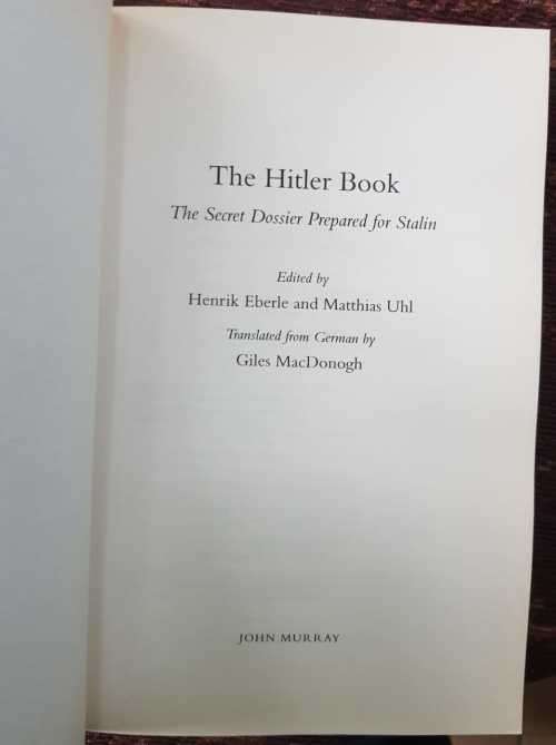 Hitler Book, First Edition by Henrik Eberle and Mathias Uhl.