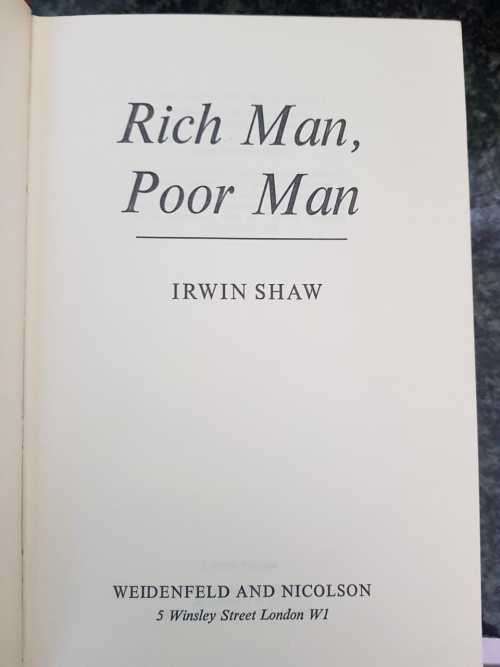 Rich Man, Poor Man, First Edition by Irwin Shaw.  Rare book !