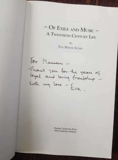 Of Exile and Music, Signed by Eva Mayer-Schay