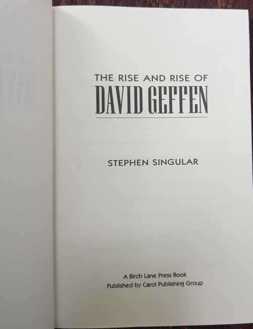 David Geffen, The Rise and Fall, First Edition by Stephen Singular