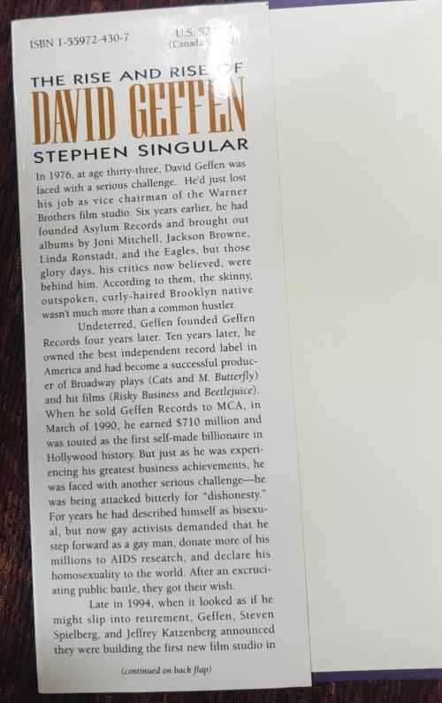 David Geffen, The Rise and Fall, First Edition by Stephen Singular