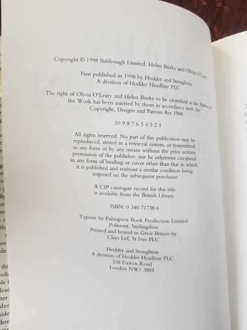 Mary Robinson, First Edition, the authorised biography by Olivia OLeary & Helen Burke.
