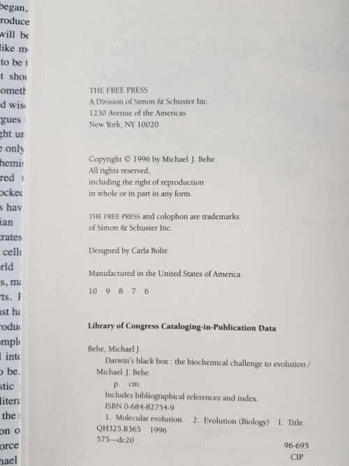 Darwin's Black Box First Edition by Michael J. Behe