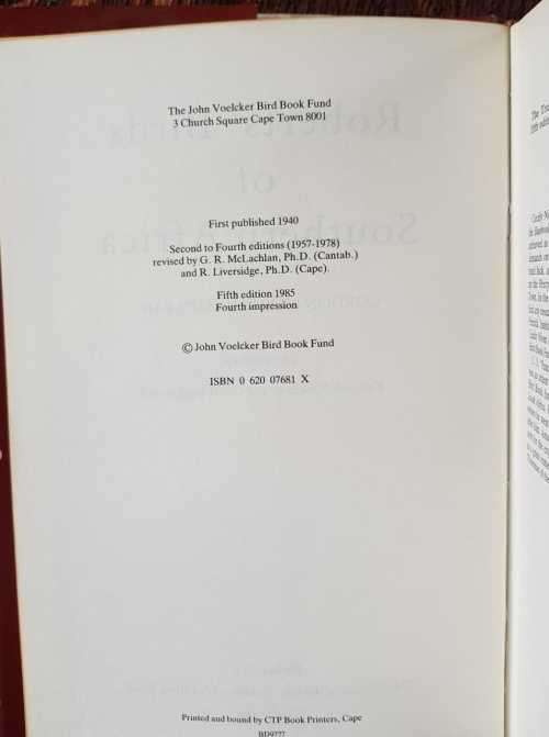 Roberts Birds of Southern Africa First Edition by Gordon Lindsay Maclean.