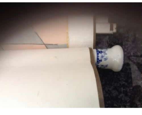 Oriental Asian scroll Blue and White porcelain roller Stamped