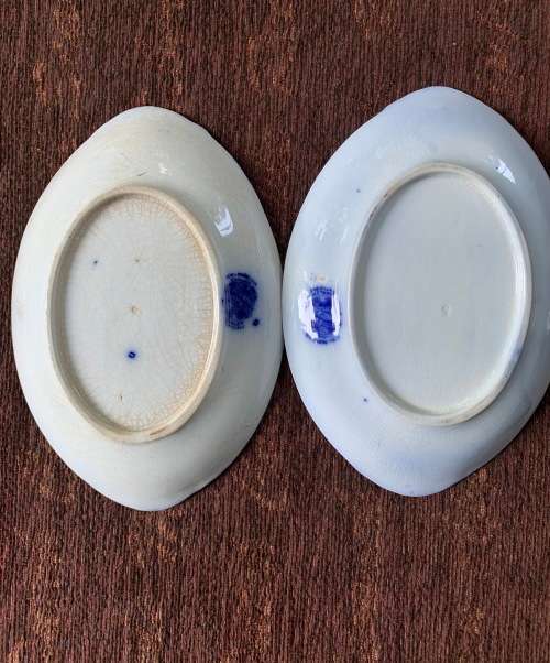 Burgess and Leigh, Middle Port Pottery, Blue and white (blue flow) oval plates 22cm