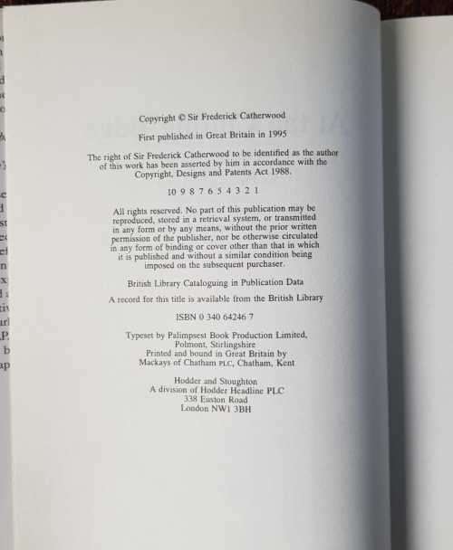 John Smith, AND Sir Fred Catherwood, First Editions, two books