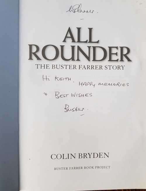 The Buster Farrer Story, Signed copy. All-Rounder by Colin Bryden