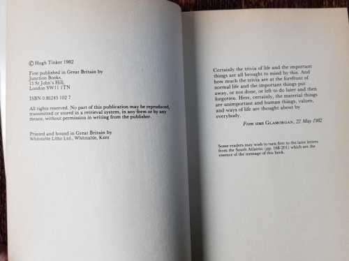 A Message from The Falklands, First Edition by Hugh Tinker