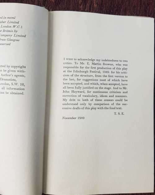 The Cocktail Party, First Edition by T. S. Eliot, A comedy. RARE COPY !
