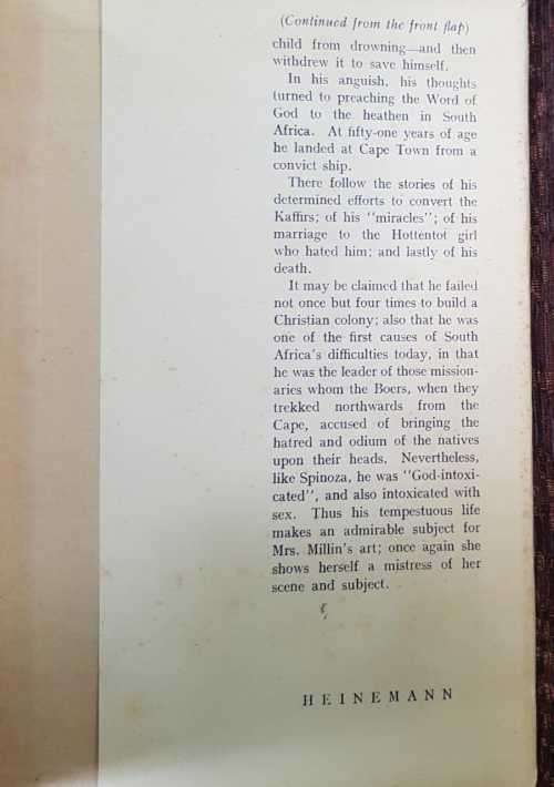 Sarah Gertrude Millin, First Edition. Sarah Gertrude Millin, The Burning Man