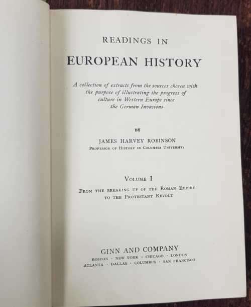 Readings in European History by James Harvey Robinson 1904