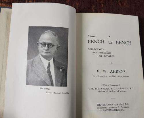 From Bench to Bench First Edition by F. W. Ahrens