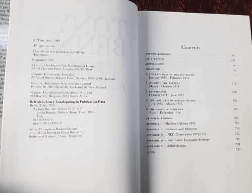 Tony Benn, Against the Tide 1973-76, Diaries, First Edition
