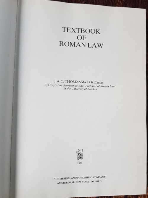 Textbook of Roman Law, by J.A.C. Thomas
