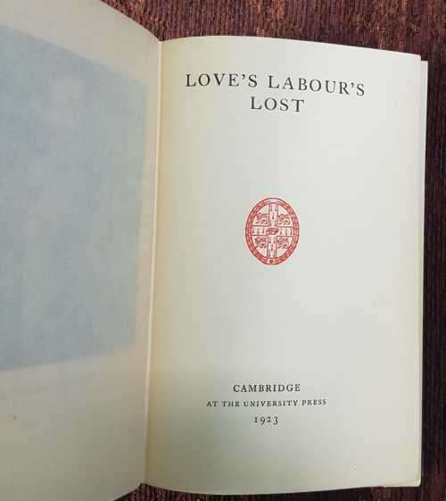 Loves Labour Lost 1923 Sir Walter Raleigh