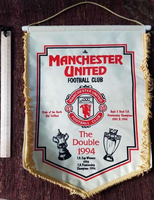 Manchester United Football Club pennant. The Double 1994. F.A Cup Winners