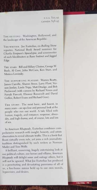 American Rhapsody, First Edition by Joe Eszterhas   Joe Eszterhas, ex Rolling Stone reporter