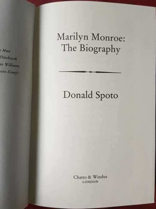 Marilyn Monroe, The biography by Donald Spoto, First Edition