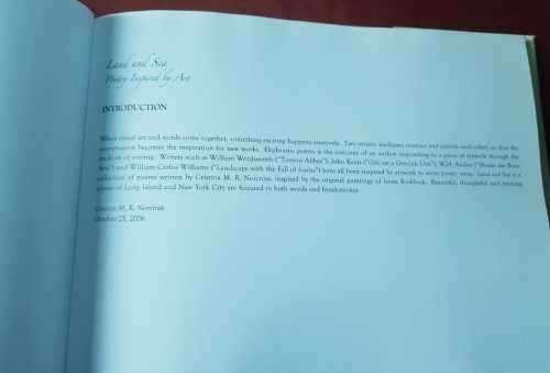 Land and Sea, Signed copy poetry inspired by art