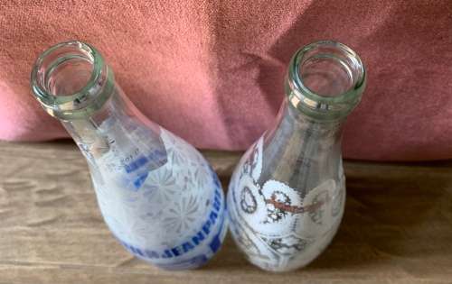 JEAN PAUL GAULTIER and CHRISTIAN LACROIX Limited Edition EVIAN Glass COLLECTABLE Bottles.