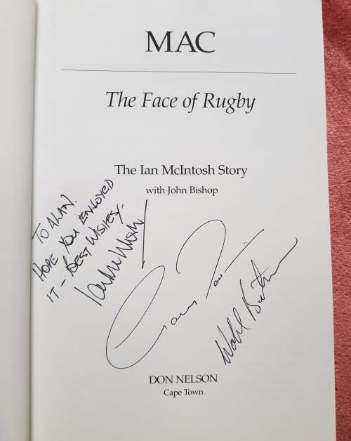RUGBY SIGNED 3 SIGNATURES MAC WAHL BARTMANN ANDRE JOUBERT
