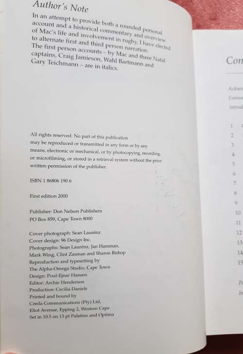 RUGBY SIGNED 3 SIGNATURES MAC WAHL BARTMANN ANDRE JOUBERT
